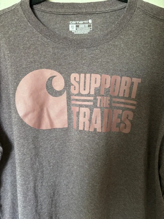 Carhartt Support the Trades Short-Sleeve Tee — Dark Purple Color SZ 2x - Picture 2 of 4